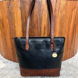 Brahmin Leather Tote Bag Black Tuscan Pecan Melbourne Susana Collection Retired